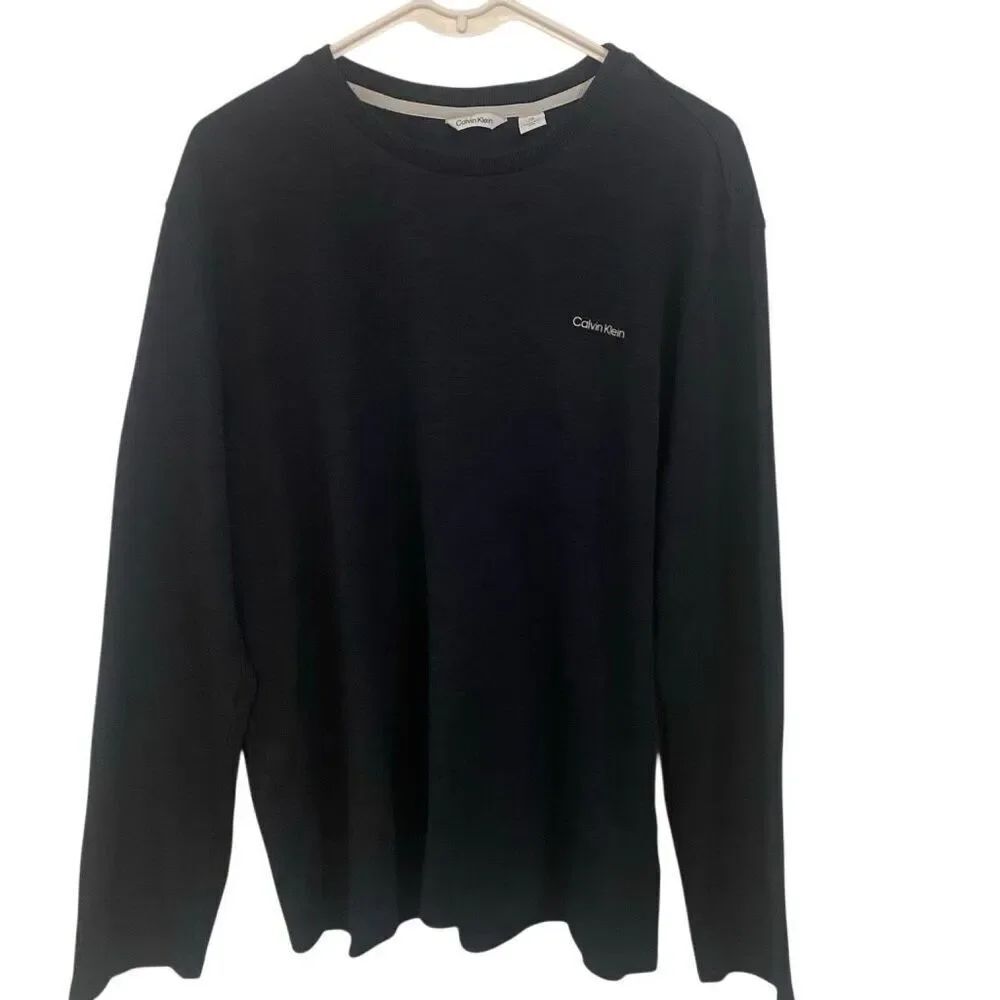 Calvin Klein Large long sleeve crew neck charcoal black EUC